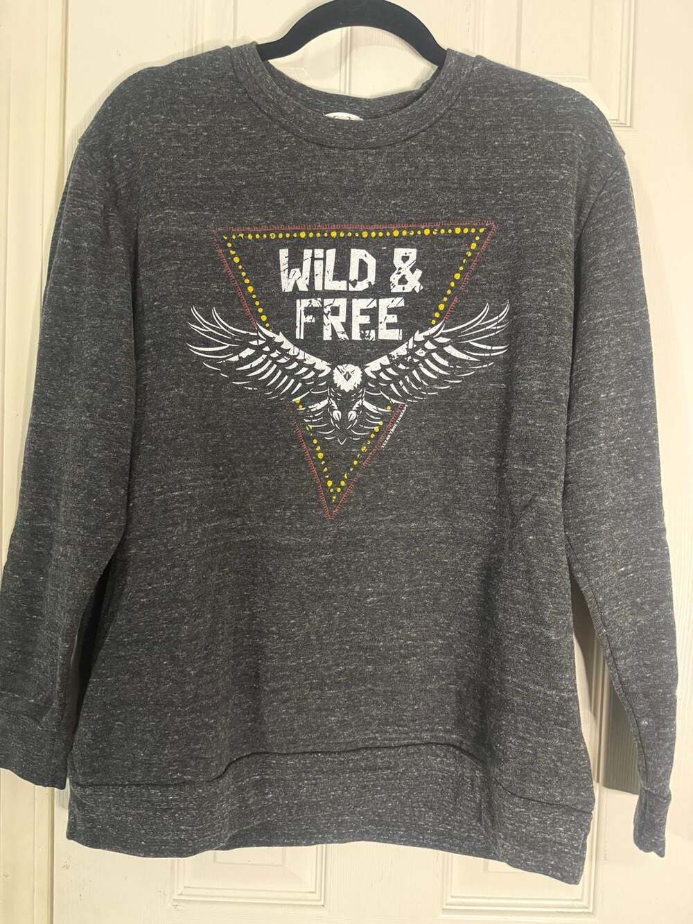 Texas True Threads Wild & Free Eagle Graphic French Terry Sweatshirt Size L